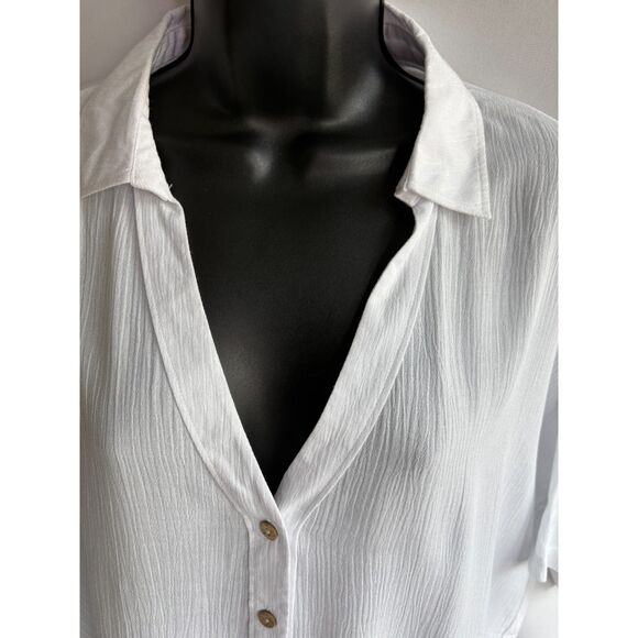 Passport NWT Plain Oversized White Button Down Top Shirt Size S Basics Essential - Picture 2 of 7